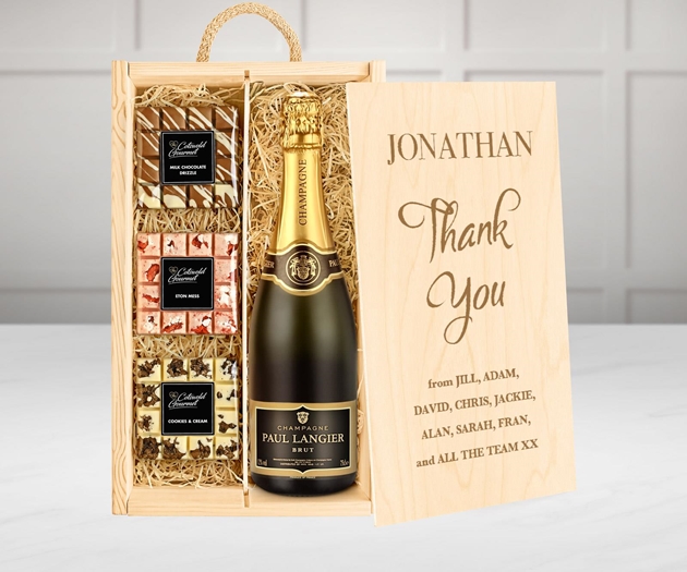 Thank You Personalised Chocolate Tasting Experience With Champagne